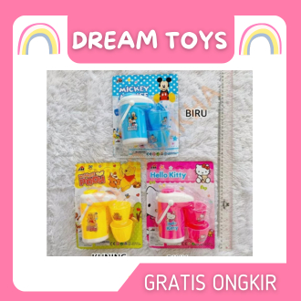 Mainan Termos teko Hello kitty micky mouse winny pooh Set Gelasnya mainan edukasi