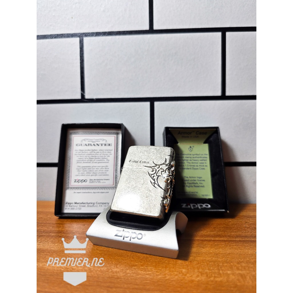 ZIPPO CROSS TRIBE SILVER ARMOR CASE ORIGINAL WITH SEAL ORANGE