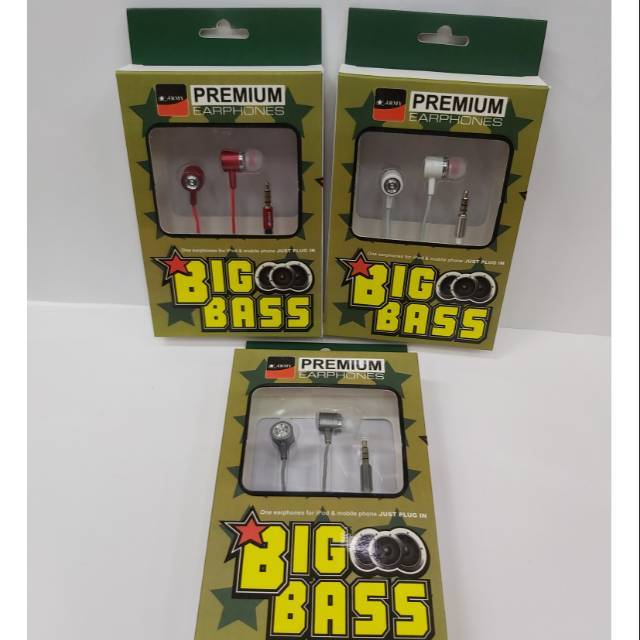HILP Headset Earphone Big Bass Magic Bass Strong Bass King Bass Army Premium Earphone