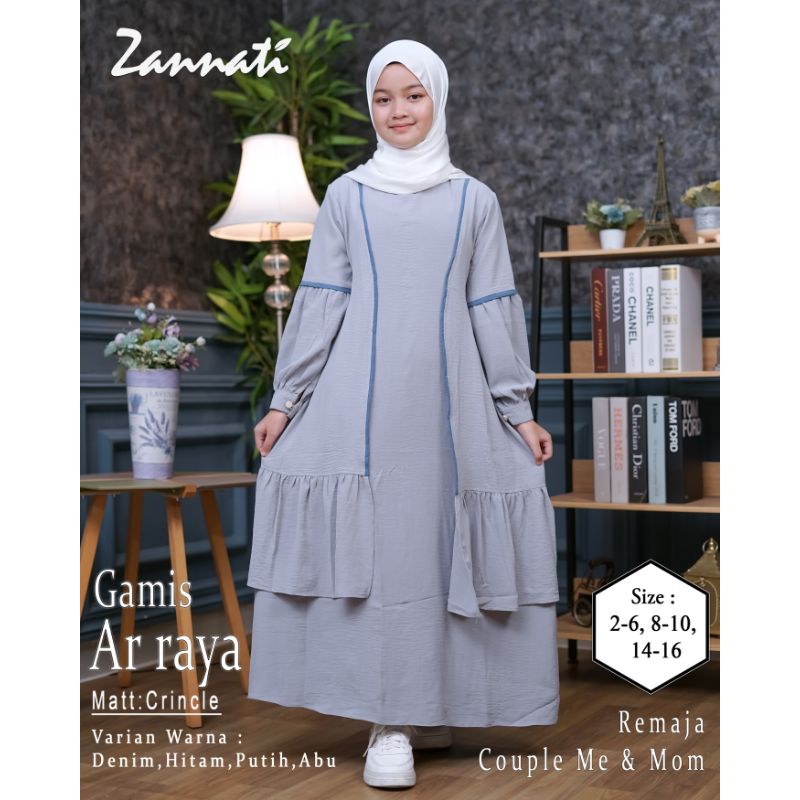 Baju Gamis Lebaran Anak - Dewasa Model Outer Ar Raya untuk umur 2-18 tahun dan Dewasa