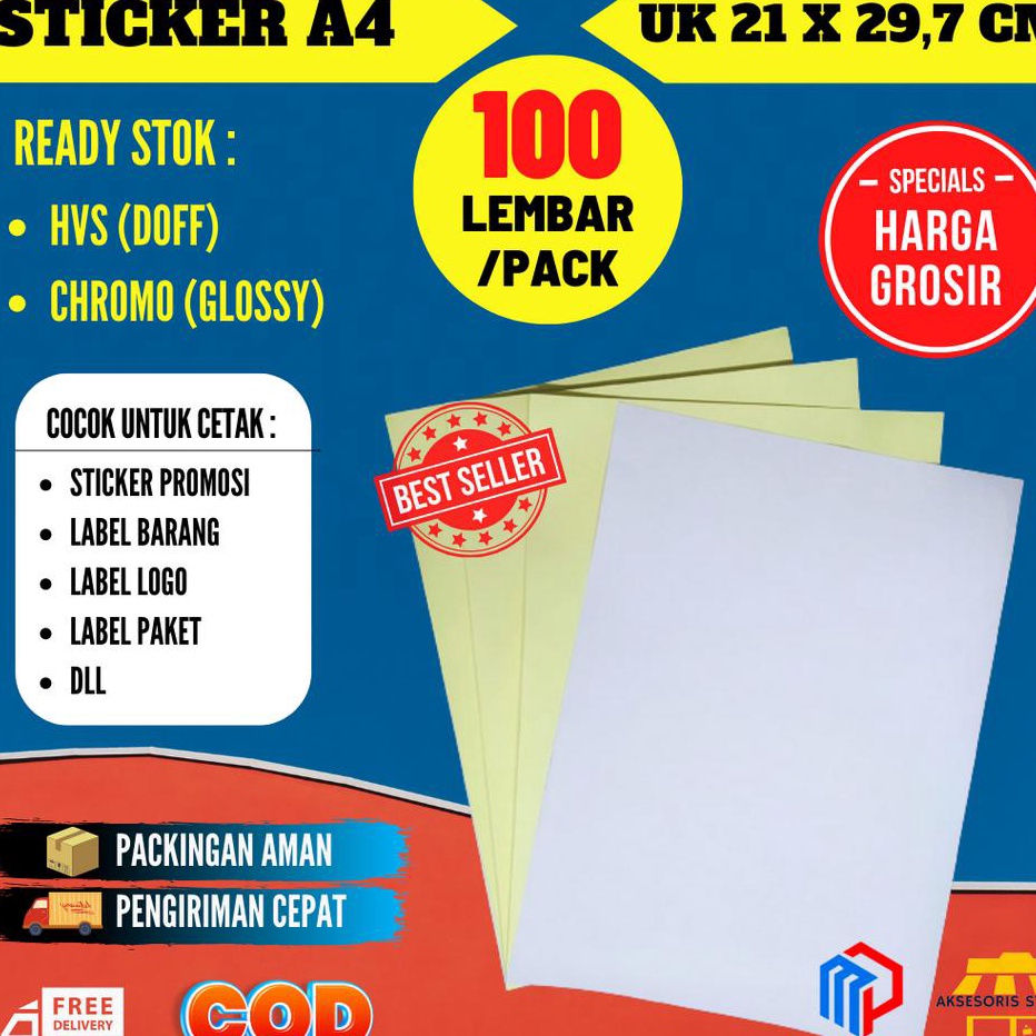 

XG34448 STIKER LABEL A4 ISI 1 LEMBAR KERTAS STICKER A4