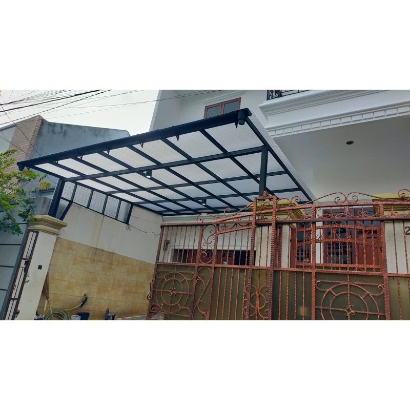 Kanopi Solarflat 1,2mm ( embossed ) Rangka Baja Ringan + cat all in