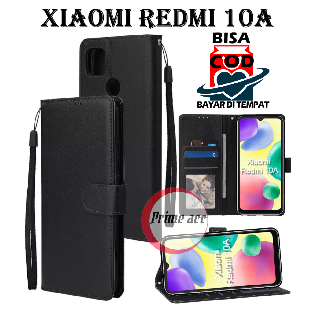 flip case xiaomi redmi 10A leather case casing dompet handphone