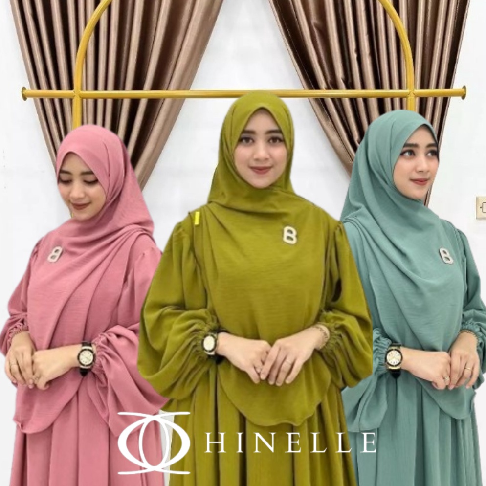 Wow banget Gamis Set Hijab Pashmina Pasmina Oval Syari Syari Crinkle Airflow Premium