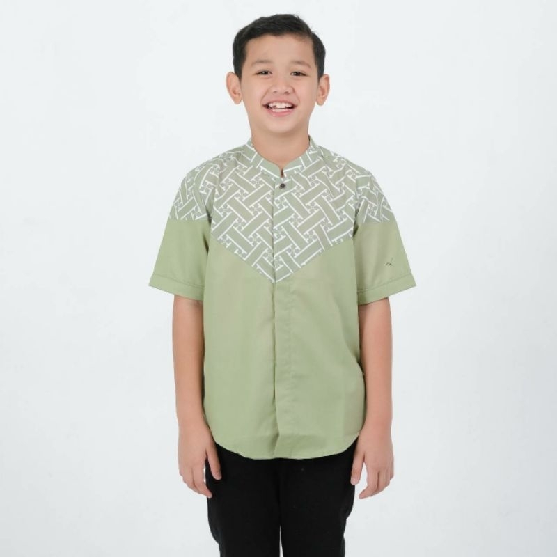 KOKO ANAK LAKI LAKI LENGAN PENDEK KOKO ANAK WARNA SAGE GREEN