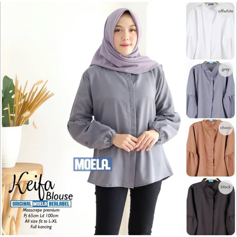 MOELA KEIFA BLOUSE CREPE KEMEJA BASIC POLOS