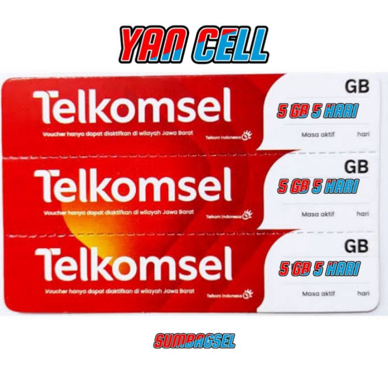 VOUCHER TELKOMSEL 5 GB 5 HARI ZONA 1 SUMBAGSEL