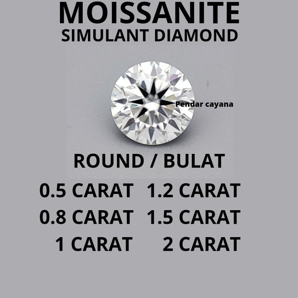 Stock ready batu permata moissanite simulant diamond 5 carat  2 carat BULAT  PCS
