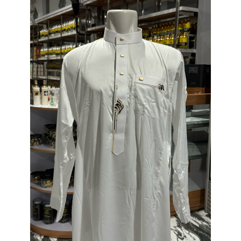 GRATIS PARFUM Gamis Jubah Al-Noor Putih Bordir