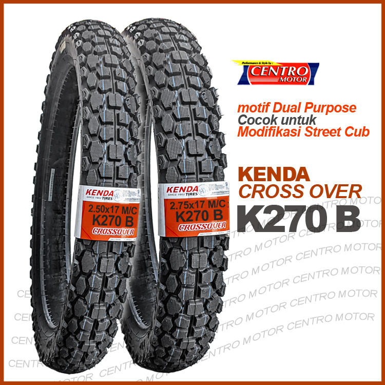 KENDA K270B Ban Semi Trial ring 17 Tube Type.Cocok motor bebek Off Road Ringan