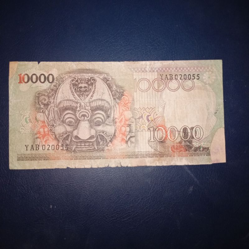 asli uang Kuno Indonesia 10000 rupiah Barong 1975
