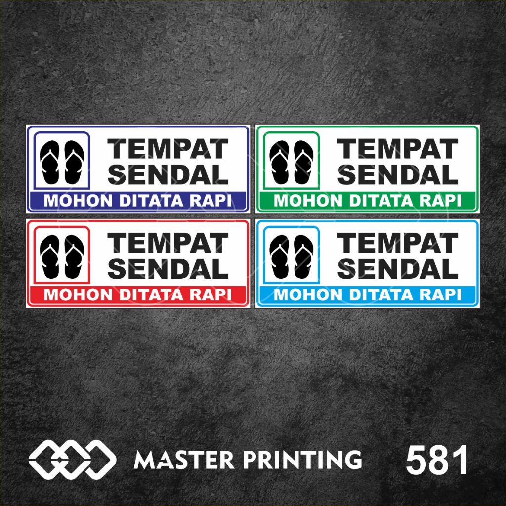 

581 - Stiker Tempat Sendal/Sandal, Sticker Vinyl, Premium, Tahan Air, Termurah, dan Bisa Custom