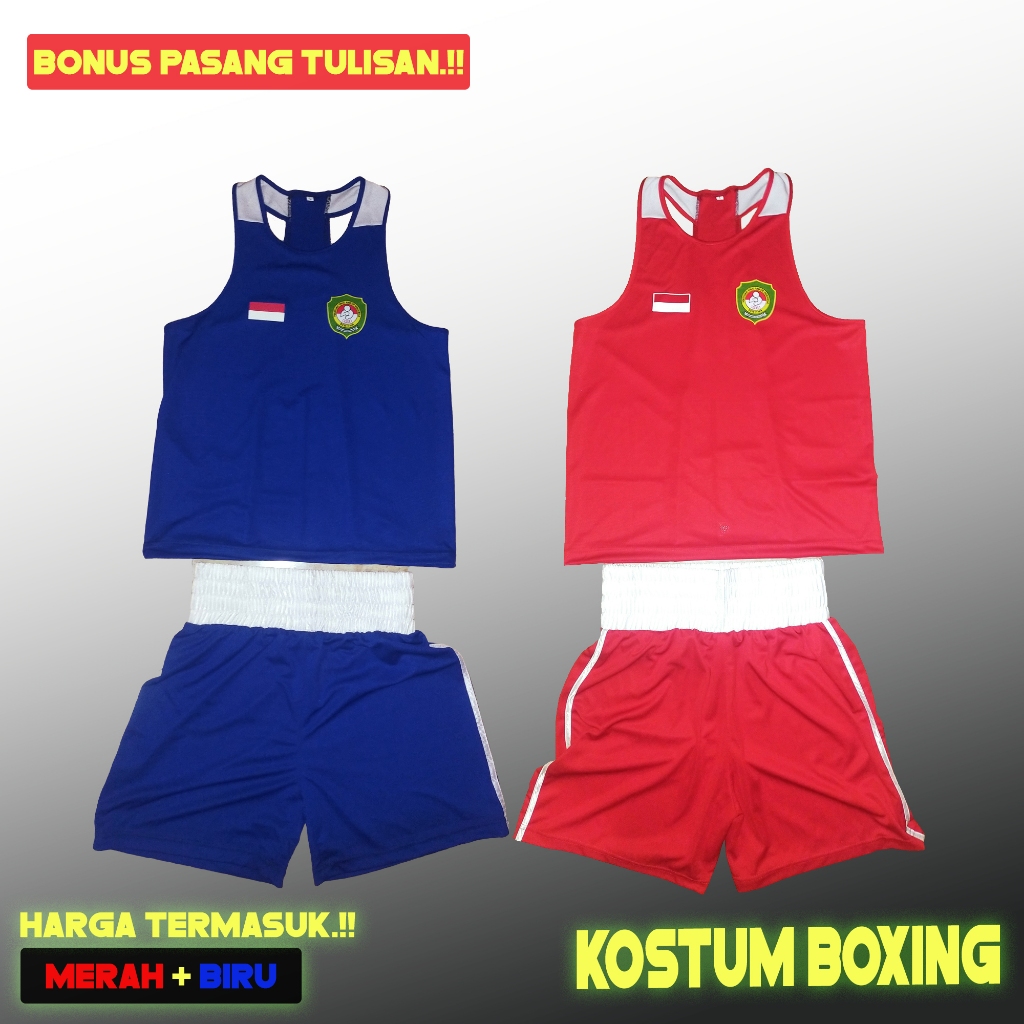 baju tinju boxing alat perlengkapan latihan tinju boxing paket sudut merah biru