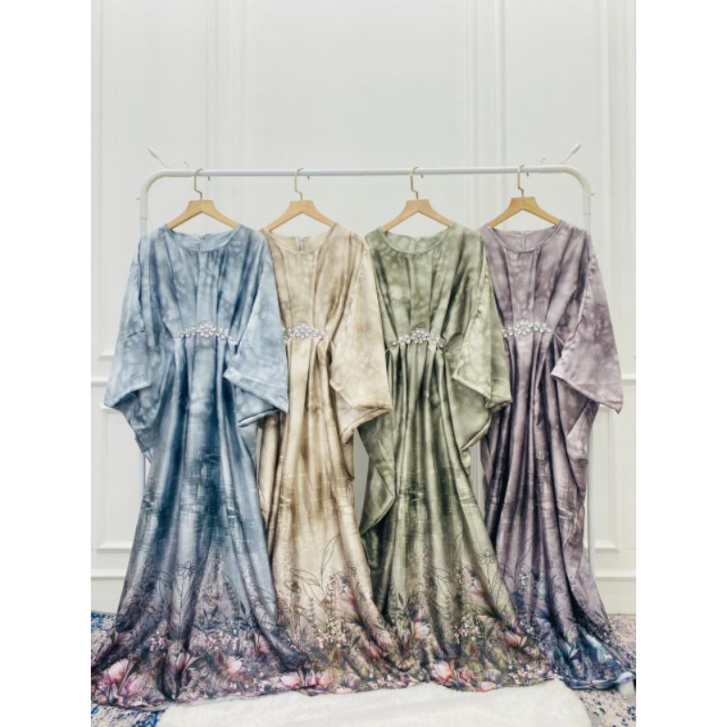 New Kaftan Katun Silk Premium Motif Bunga | Kaftan Lebaran | Kaftan Raya |Kaftan Sultan | Kaftan Ray