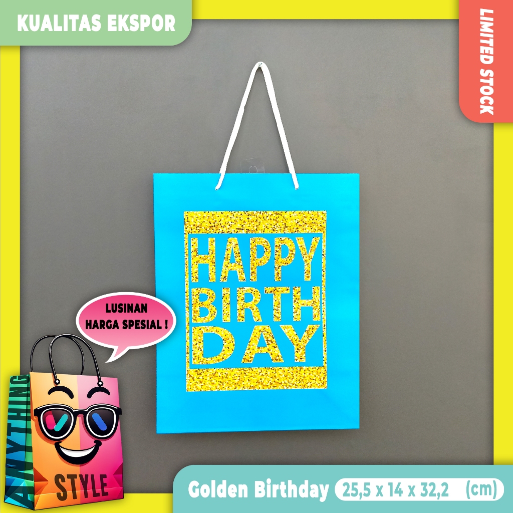 

[ Lusinan ] Paper Bag / Tas Kertas Ulang Tahun Motif Lucu Fancy Kualitas Ekspor untuk Pesta Ulang Tahun | Souvenir | Kado