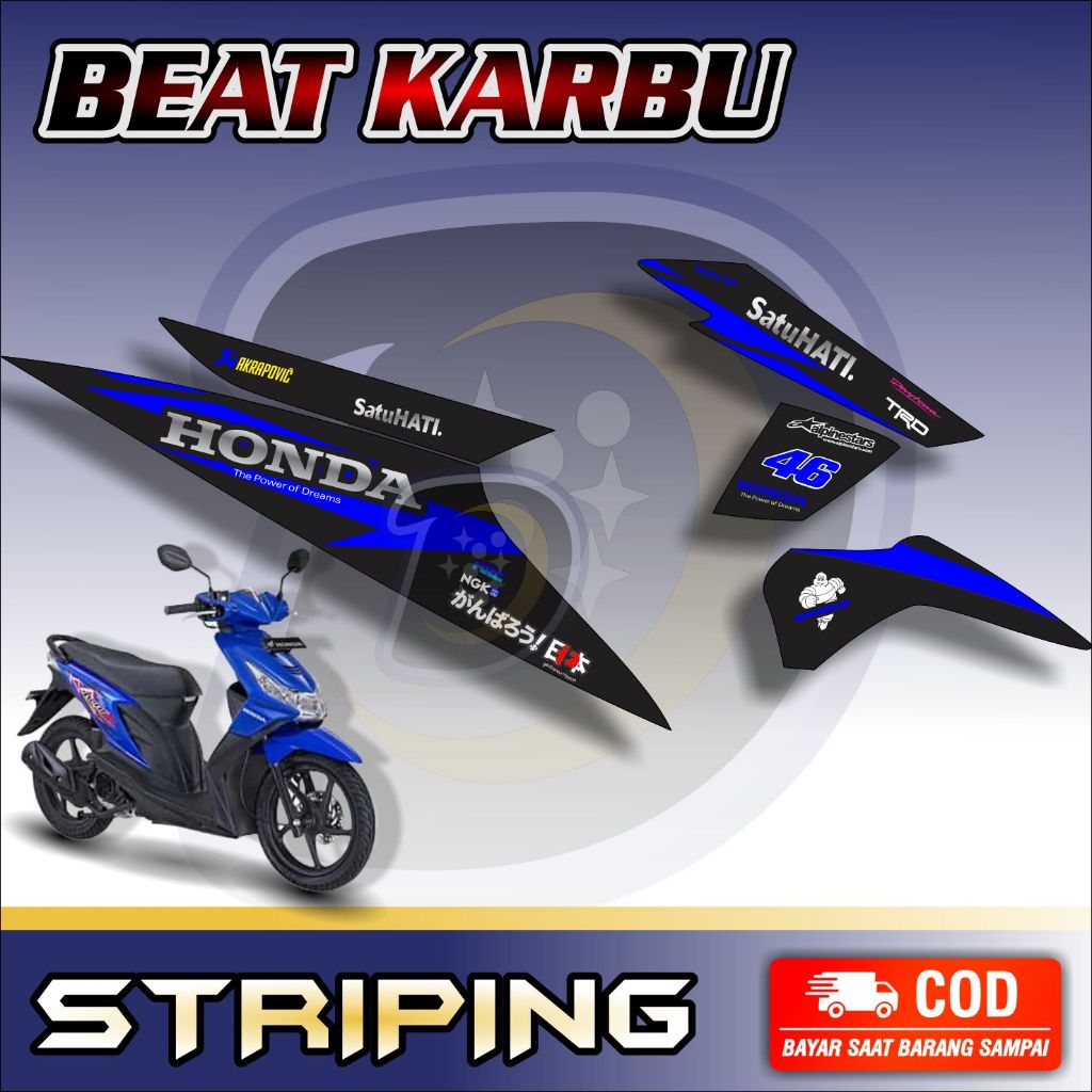 Striping Lis Honda Beat Karbu Stiker Motor Beat Karbu Panji