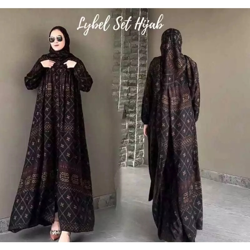 Gamis Set Hijab Rayon Terbaru / Set Gamis Hijab Lebaran 2024 / Lybel Set Hijab Rayon Premium