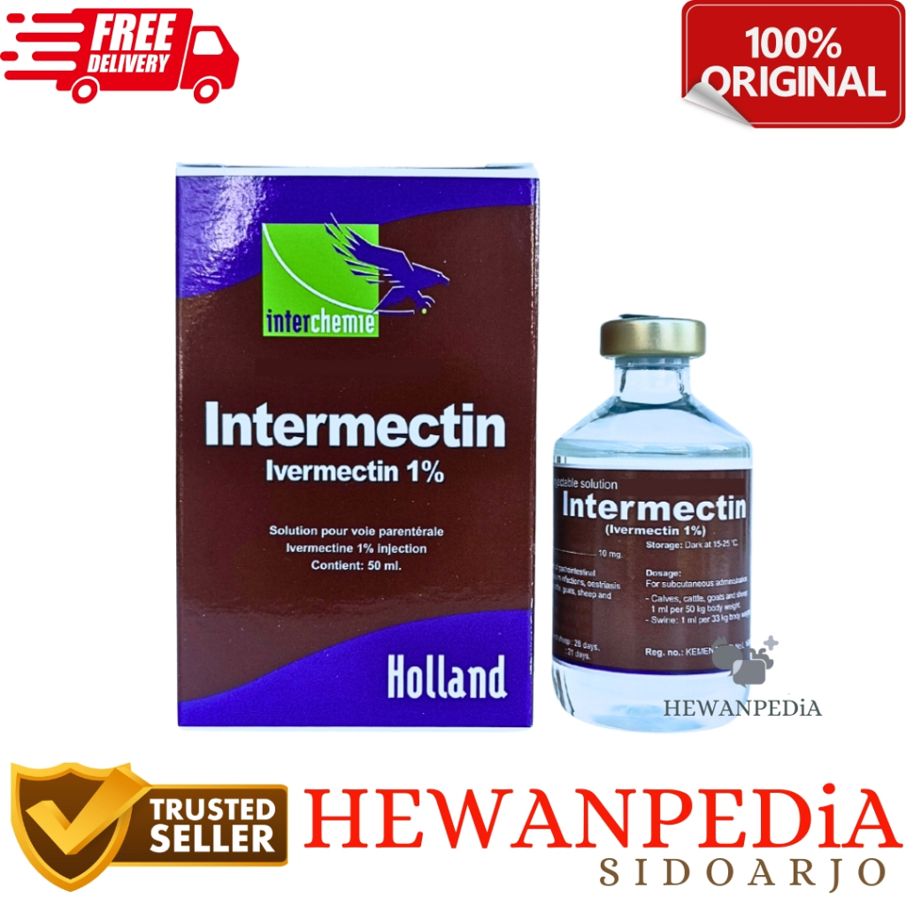 INTERMECTIN 50 ml & INTERMECTIN SUPER 50 ml INJEKSI Hewanpedia - Obat Kutu Skabies Gudik Pinjal Caci