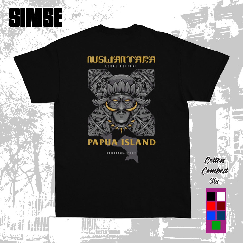 Baju Kaos Pria Dewasa Sablon DTF CULTURE PAPUA ISLAND PULAU PAPUA Kaos Budaya Indonesia SIMSE.ID