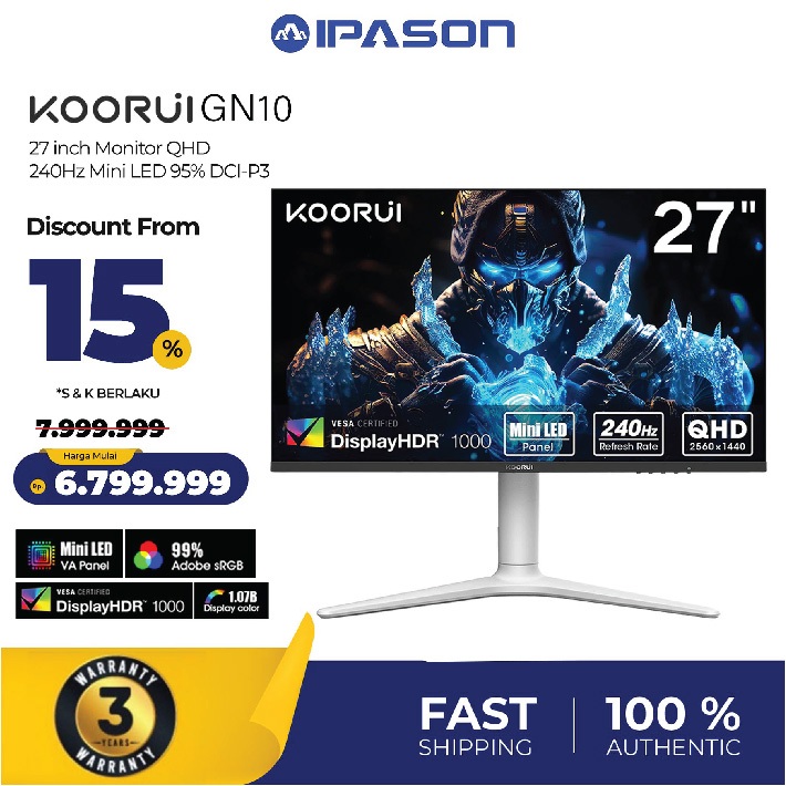 KOORUI monitor 27 inch monitor gaming WQHD monitor 240hz mini LED koorui GN10