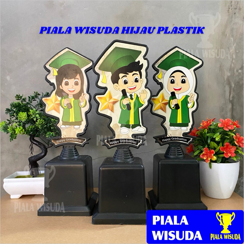 Piala Plastik Wisuda Almamater Hijau - Piala Plastik Wisuda Almamater Uin Malang - Piala Murah - Kado Wisuda