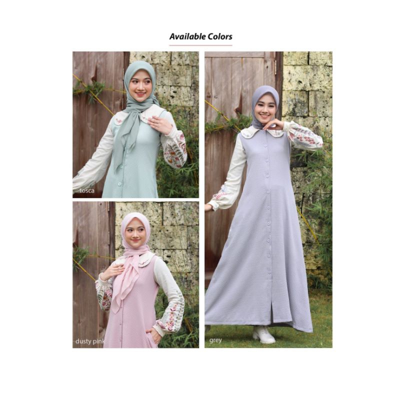 ❤️ Dannis Online Surabaya ❤️ A231208 Abaya Dannis Terbaru Gamis Dewasa Dress Knit Bordir Pakaian Per