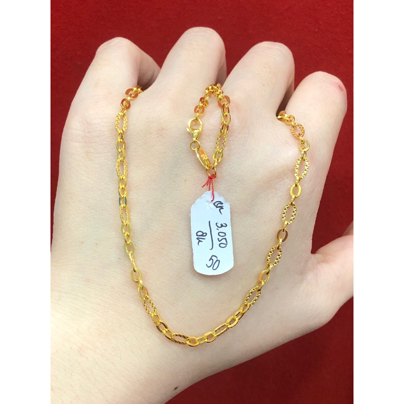 Kalung rantai pyramid emas asli 8k/375