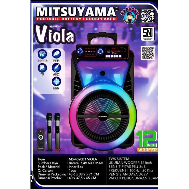 MITSUYAMA PORTABLE SPEAKER MITSUYAMA 12 inch MITSUYAMA VIOLA 12 inch + 2 Mic Speaker Mitsuyama
