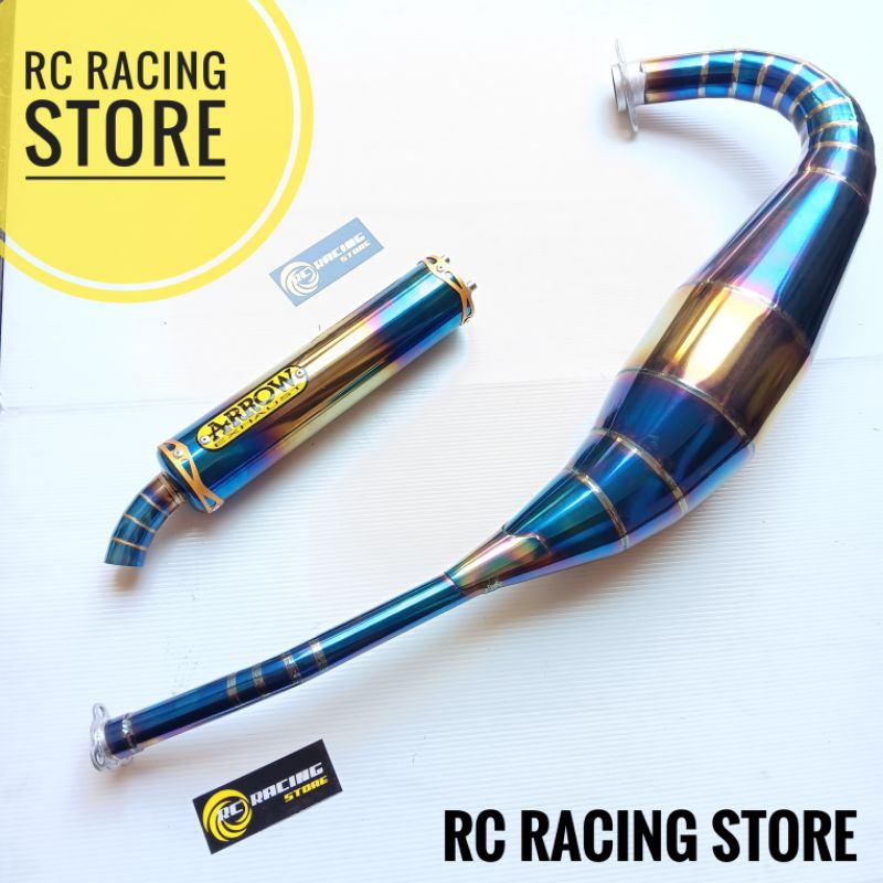 Knalpot Racing Arrow Ninja150 RR - Ninja SS - Ninja R BlueGold Stainless Pustep OriginaL