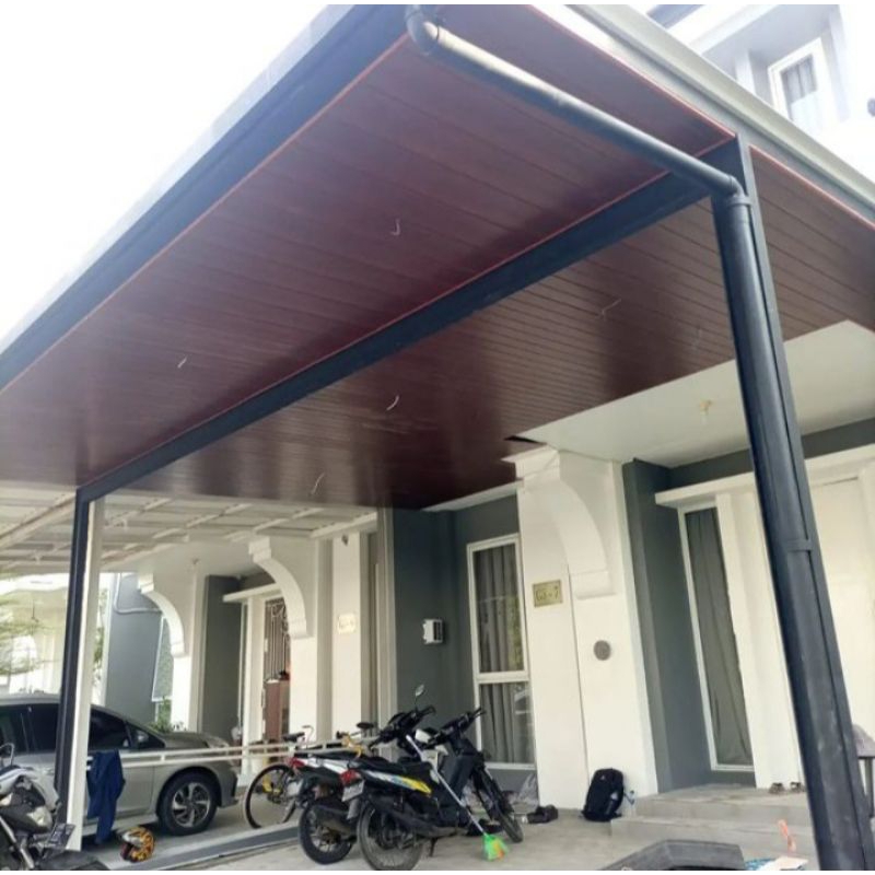 Kanopi, rangka baja ringan, atap alderon rs, plafon pvc