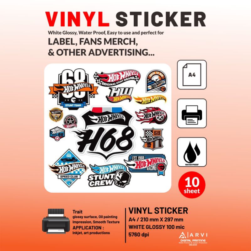 

Stiker Vinyl Inkjet A4 Waterproof (10 Sheet)