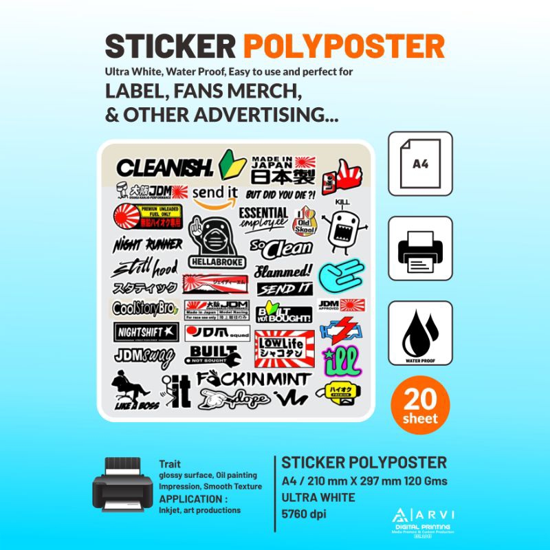 

Stiker Polyposter Waterproof (20 Sheet)