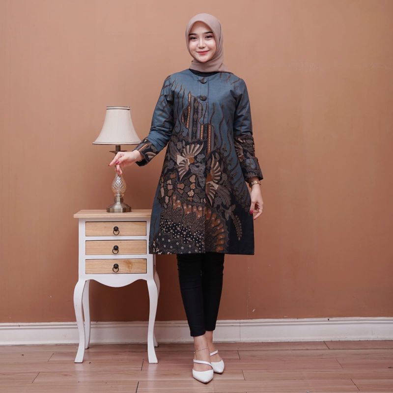 Tunik Batik lapis furing trikot, baju kerja tunik premium, baju batik ekslusif