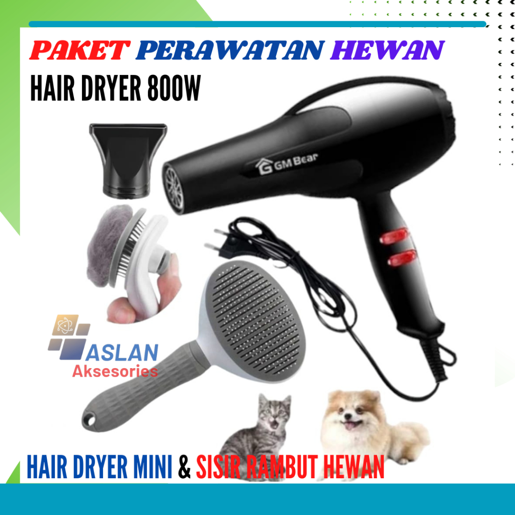 Paket Alat Pengering Rambut - Hair Dryer Pet Blower untuk Grooming Hewan Bulu Kucing anjing perawatan dan pemeliharaan bulu hewan