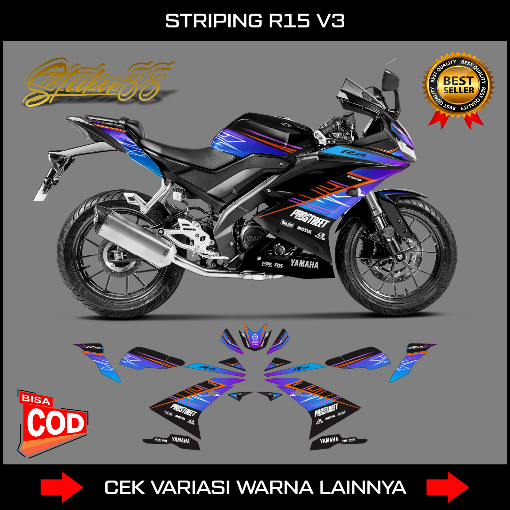 STIKER STRIPING YAMAHA R15 V3 GRAFIS COSTUM NEW / STRIPING DECAL R15 V3  GRAFIS / STIKER LIST VARIAS