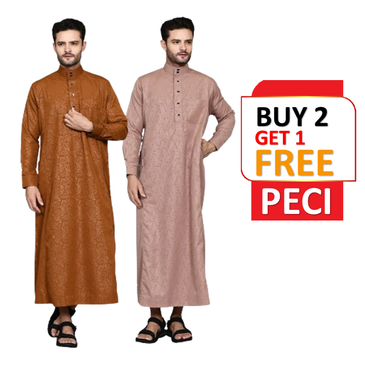 Jubah Abwa Gamis Pria Muslim Lengan Panjang | Gamis Laki Laki Premium Kerah Mandarin | Outer Cowok R