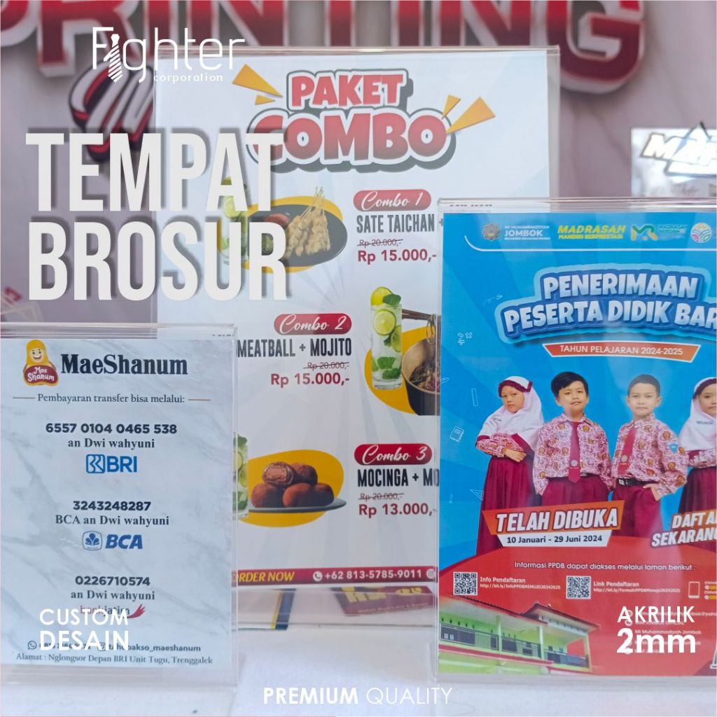 

TEMPAT BROSUR 2 MM PORTRAIT / TENT HOLDER / TENT CARD STAND AKRILIK