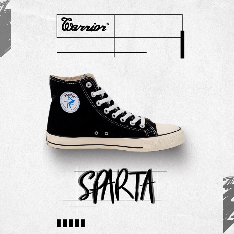 Sepatu Warrior Sparta hitam high | hitam black tinggi high pria wanita dewasa anak sekolah kerja mur