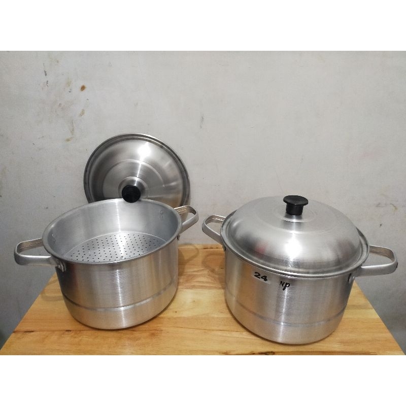 Panci Kukusan Aluminium 24cm / Panci Steamer 24cm / Dandang Kukusan Hallo No.24 / Panci Aluminium 24