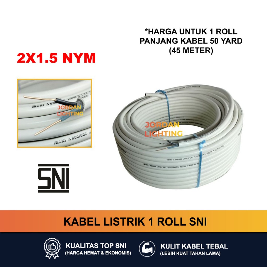 Kabel Listrik 2x1.5 NYM 1 Roll SNI