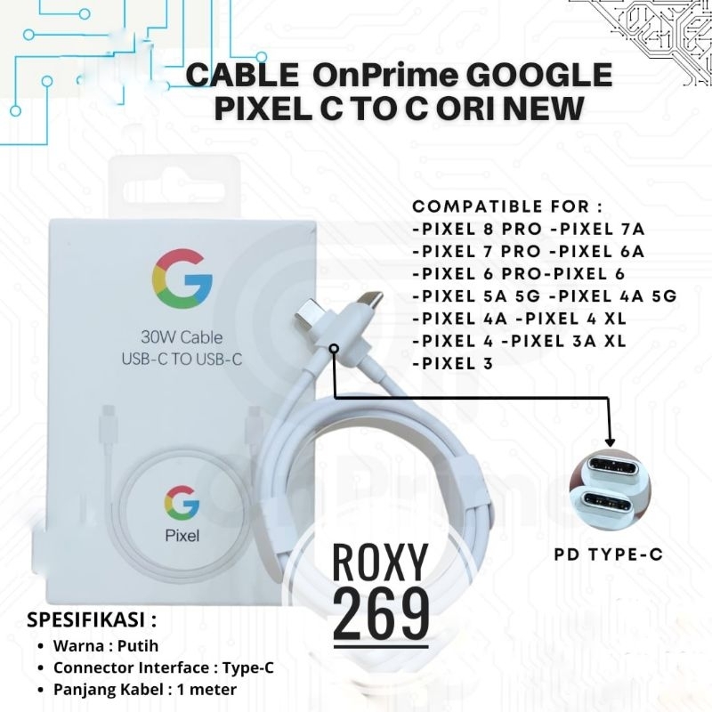 Kabel Data Gogle Pixel USB C 3 4 5 6 7 8 Pro 30W Support C to C 30 Watt 30Watt Cable Charger Carger 