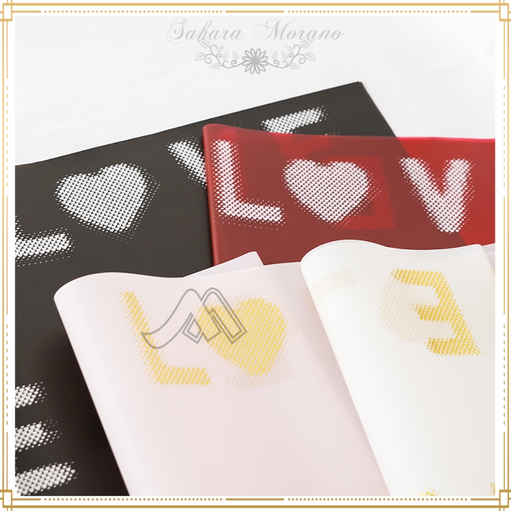 

20 Pcs Flower Wrapping Cellophane Love / Wrapping Paper Motif Love / Kertas Buket Bunga Bungkus