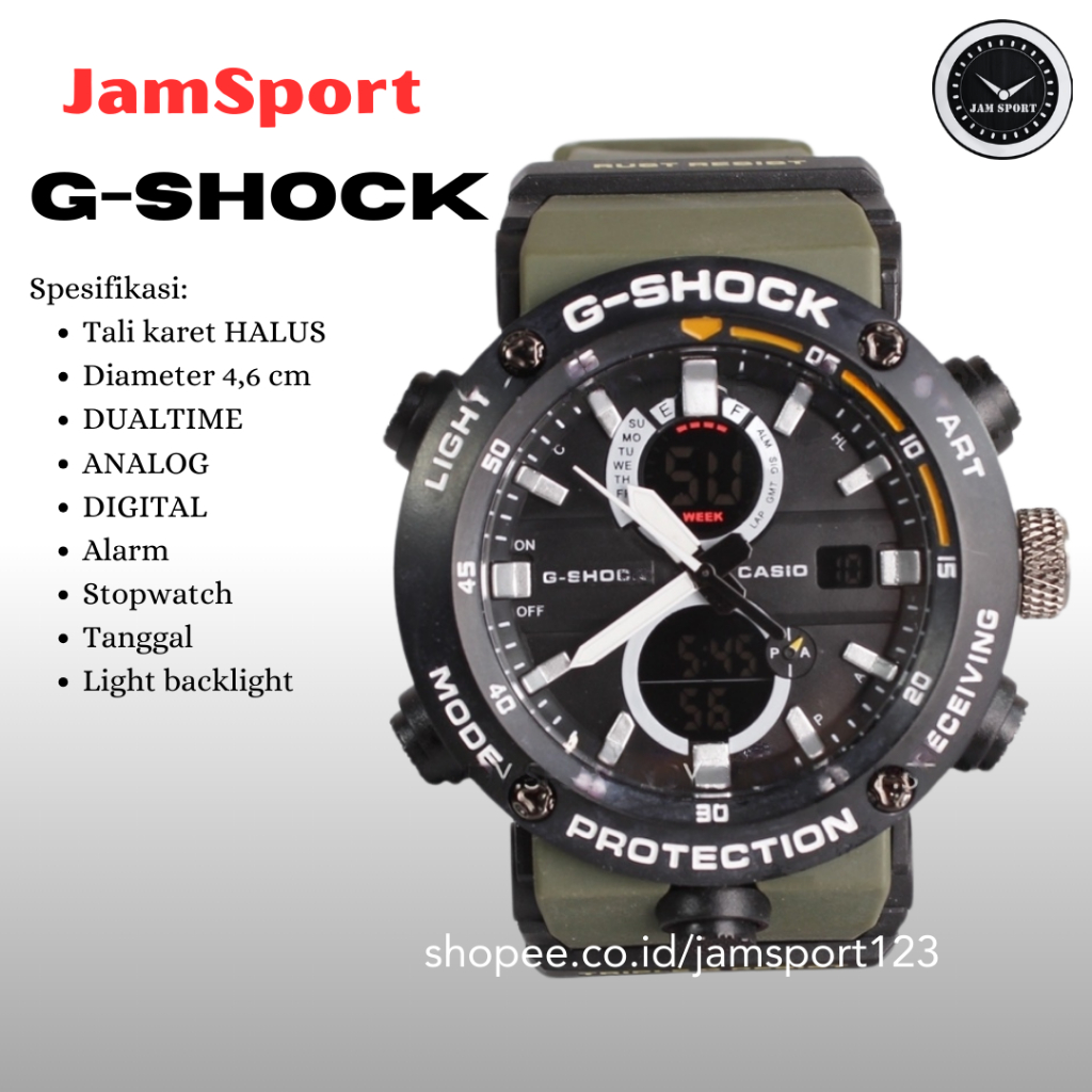 G-shock Jam Tangan Casio Gshock Pria Cowok Laki-laki Cowo Digital Analog Anti Air - GA 2000