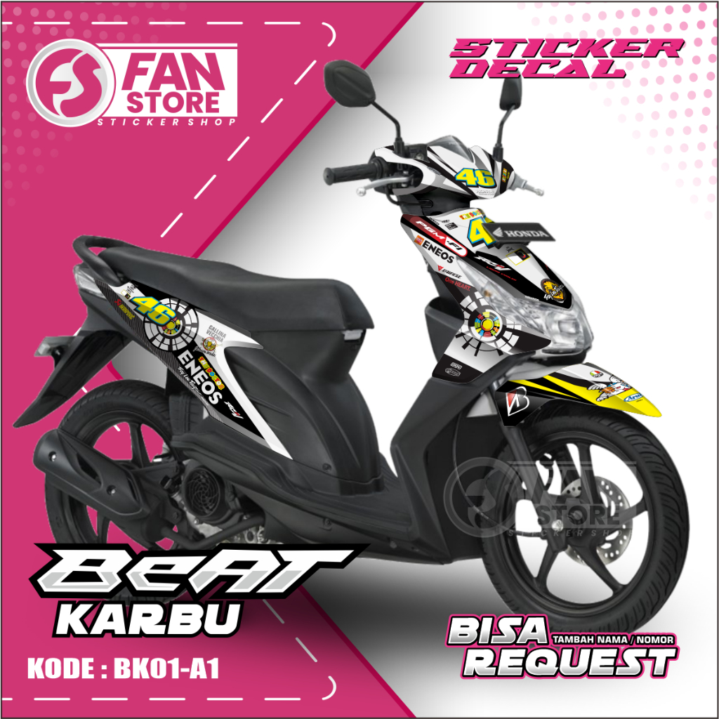 aksesoris striping Sticker Decal Honda Beat Karbu Full Body - VR46 SUNMOON
