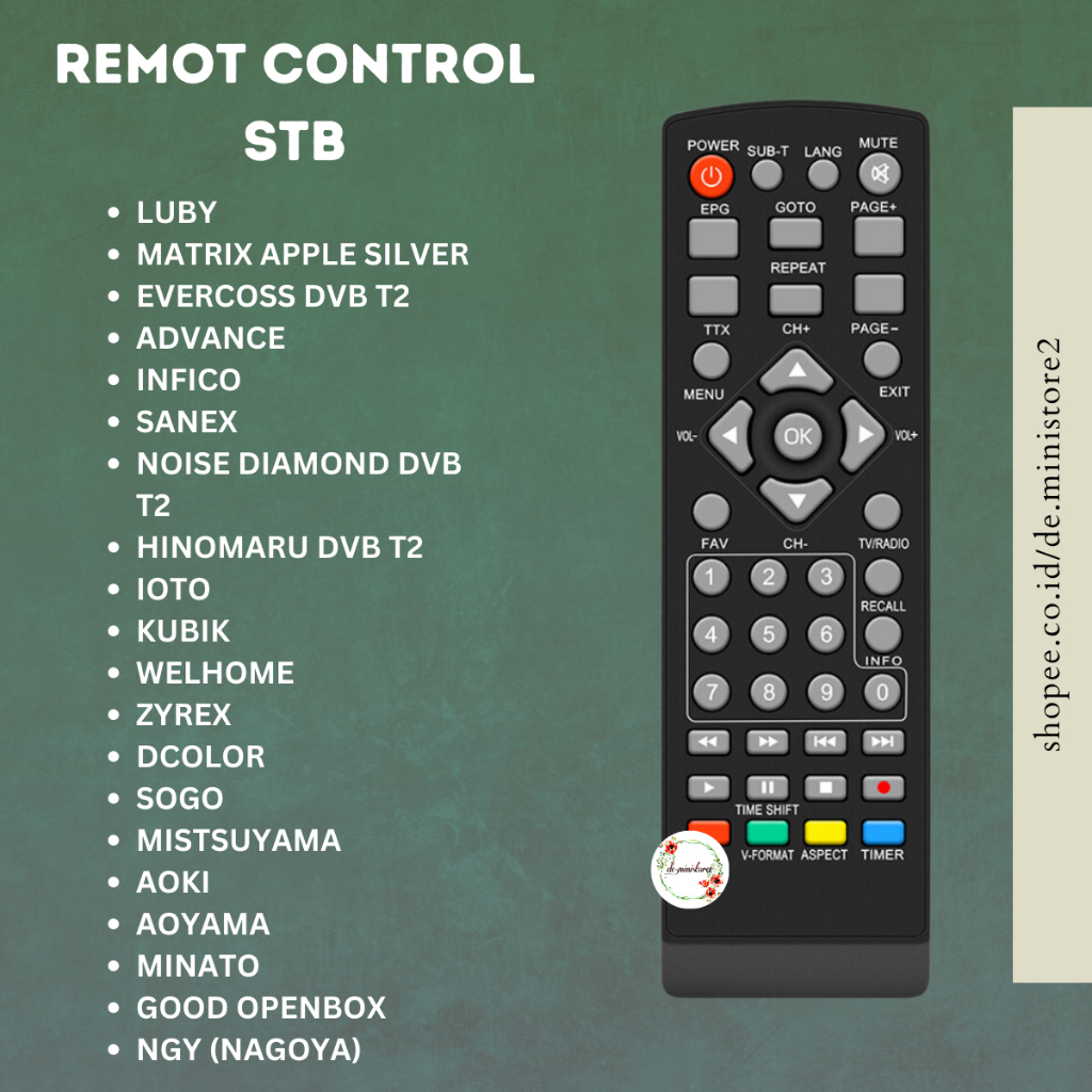 Remote Set Top Box LNW Lubby Evercross Advance Infico Sanex EZ-BOX NOISE DIAMOND Hinomaru Ecer & Gro