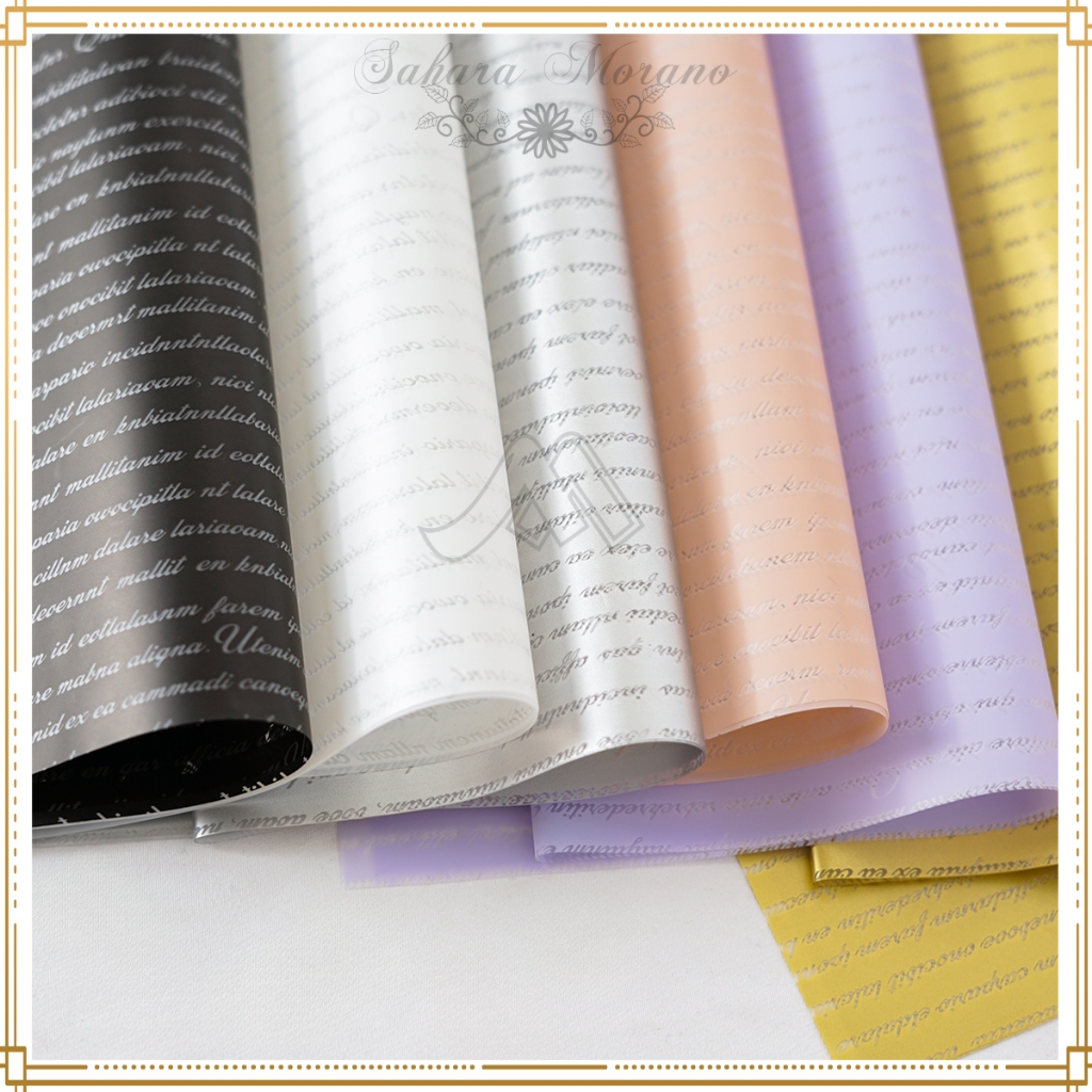 

[ 5 PCS ] Flower Wrapping Motif Full Text Wrapping Paper Cellophane Waterproof Kertas Buket Bunga