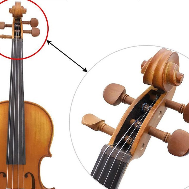 Dryer Tuning Machine Peg Biola Violin Jujube Wooden Brown 4/4 Set 4Pcs