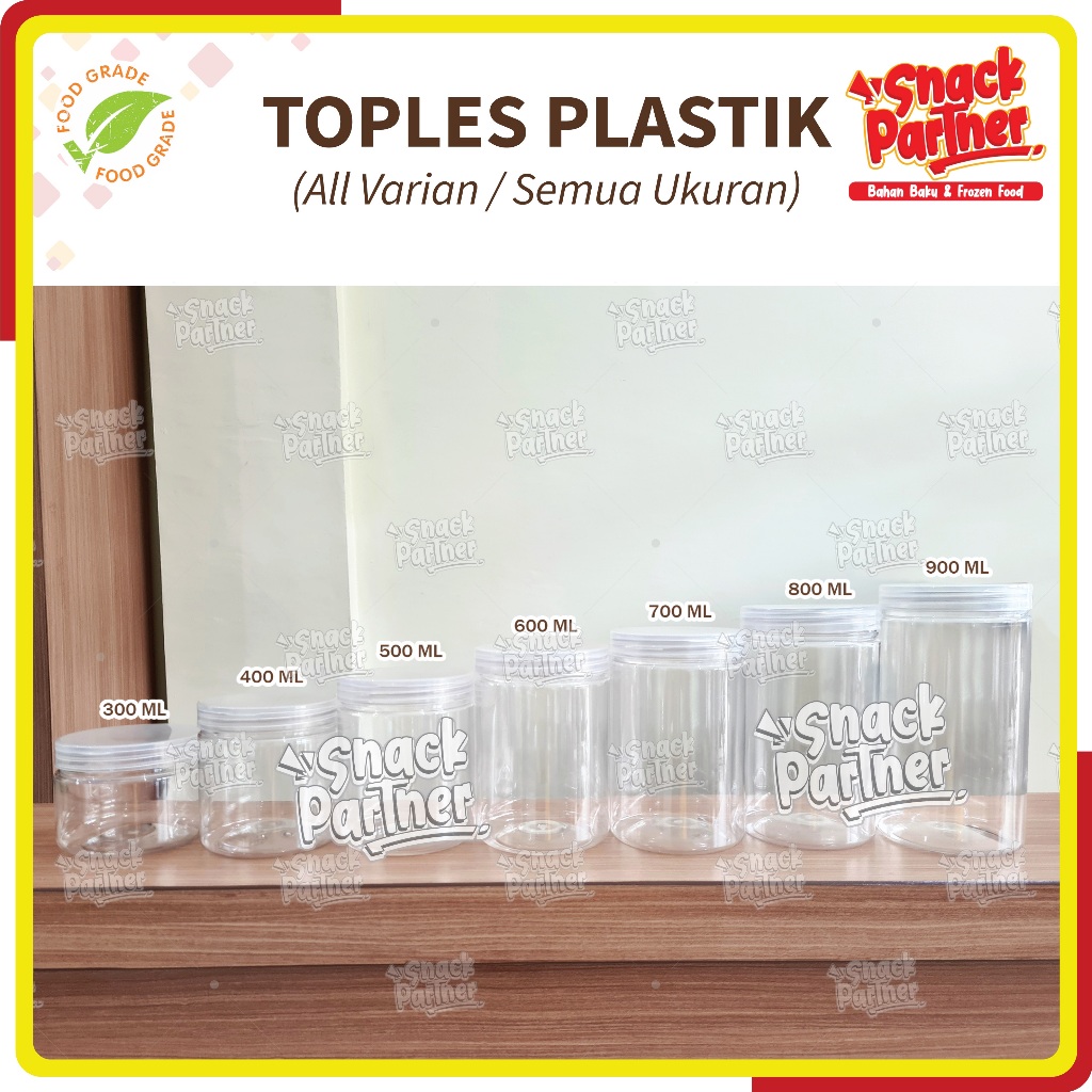 SEMUA UKURAN TOPLES TABUNG - Toples Bening Transparan Plastik 300 400 500 600 700 800 900 1000 ML 1 