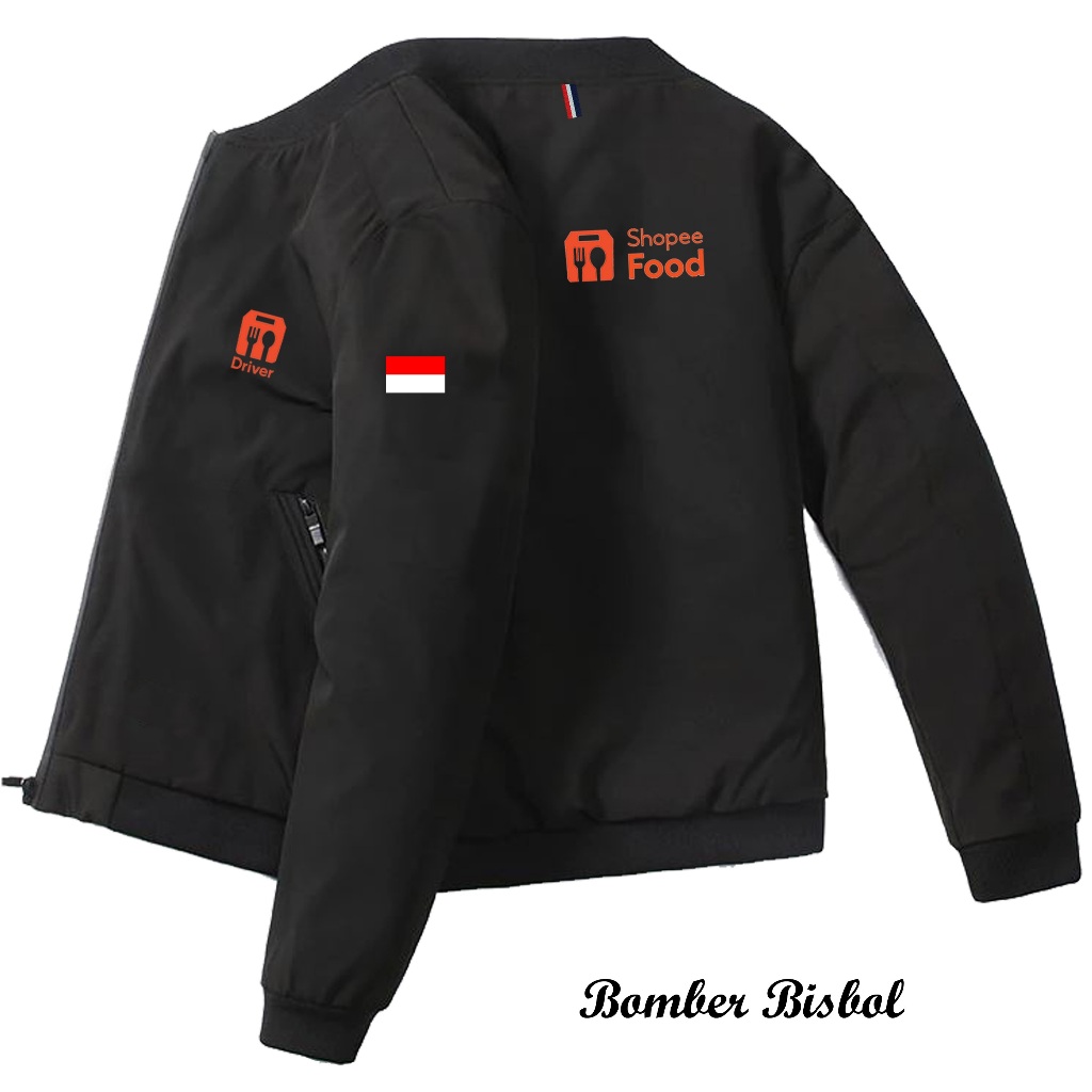 jaket bomber shopee custom terbaru / jaket bisbol shopefood murah / jaket taslan food pria original
