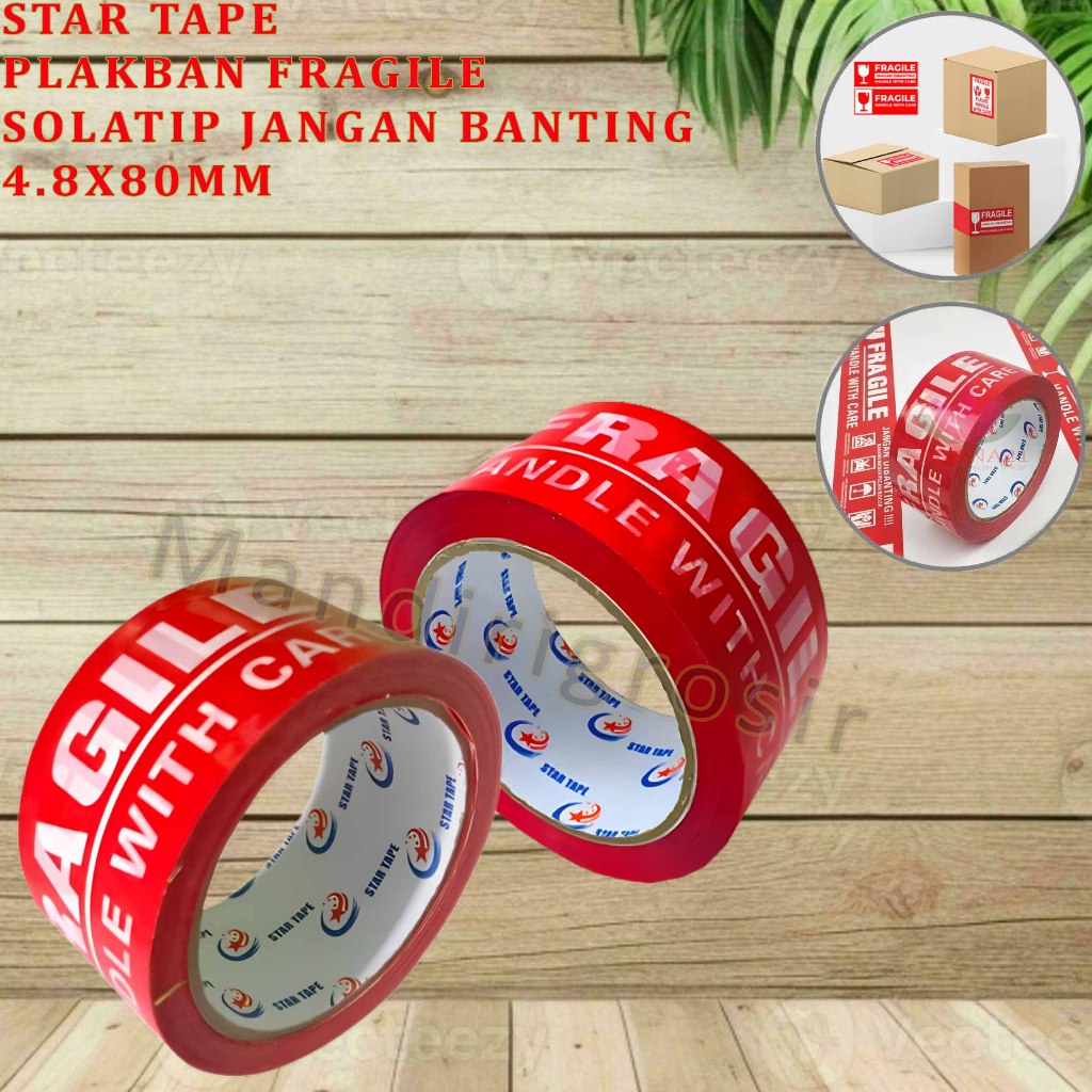 

Plakban Fragile Merah * Star Tape * Solatip Pengaman Fragile * 4.8x80m